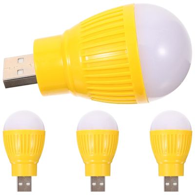 BUGUUYO 4Pcs USB Mini LED Light Bulbs Portable Small Night Lights for Home and Travel Emergency Use Yellow USB Lamps