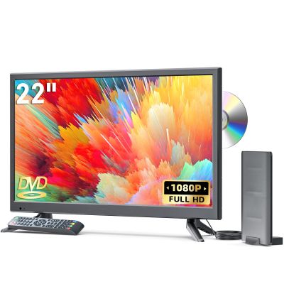 Erasiny 22 Inch TV with Built in DVD Player, Small Flat Screen with HDMI/USB/AV Inputs, Full HD 1080P, TV DVD Combo for RV, Kitchen, Home, Upgraded Antenna
