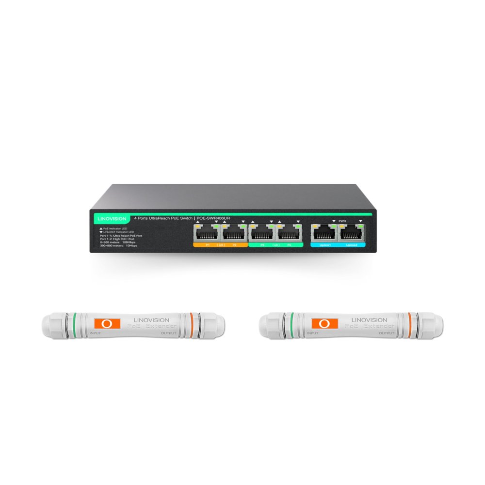 4 Ports UltraReach PoE Switch and UltraReach PoE Extender