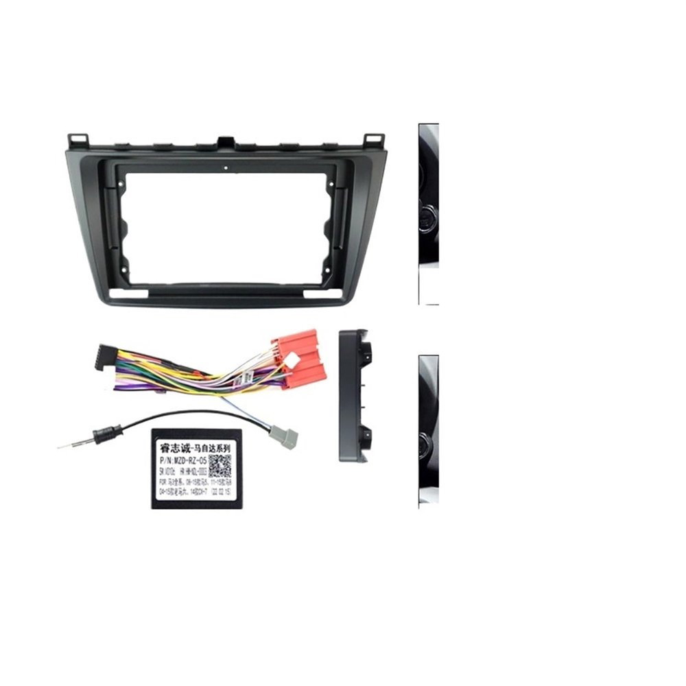TRCDHGN Car Radio Multimedia Dashboard Fascia Panel Frame Kit with Power Cable/Fit for Mazda 6 2007-2012 Panel Frame Cable and Canbus