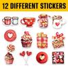 12 Pcs Valentine Sweet Treat Stickers Cute Dessert Love Designs Gifts for Teens Girls Wife Husband Boyfriend Girlfriend for Laptop Water Bottle Tumbler Notebook Journal Scrapbook Phone 8 Inches view 2