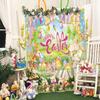Spring Easter Backdrop Happy Easter Garden Eggs Rabbit Grass Photoshoot Background Colorful Wood Wall Spring Bunny Party Decoration Banner Booth Props (10x8FT(120x96 inch)) view 3