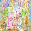 Spring Easter Backdrop Happy Easter Garden Eggs Rabbit Grass Photoshoot Background Colorful Wood Wall Spring Bunny Party Decoration Banner Booth Props (10x8FT(120x96 inch)) view 4