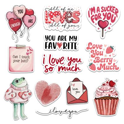 12 Pcs Funny Valentine Love Stickers Romantic Cute Messages Gifts for Teens Couples Friends Students for Laptop Water Bottle Tumbler Notebook Journal Scrapbook Phone Case Decoration Set 8 Inches