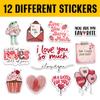12 Pcs Funny Valentine Love Stickers Romantic Cute Messages Gifts for Teens Couples Friends Students for Laptop Water Bottle Tumbler Notebook Journal Scrapbook Phone Case Decoration Set 8 Inches view 2