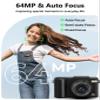 4K Digital Camera for Photography, 64MP Vlogging Camera for YouTube with 180 Flip Screen, 18X Zoom UHD Autofocus Video Camara, Compact with 32GB Micro SD Card for Kids, Teens, Boys & Girls, Beginners view 3