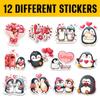 12 Pcs Valentine Penguin Love Stickers, Romantic Couple Designs Gifts for Wife Husband Boyfriend Girlfriend for Laptop Water Bottle Tumbler Notebook Journal Scrapbook Phone Case Decoration 5 Inches view 2