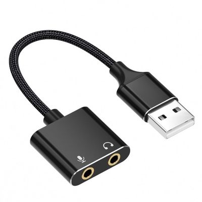 APGLSXY Portable USB External Sound Card Adapter with Integrated Headset & Mic Holes