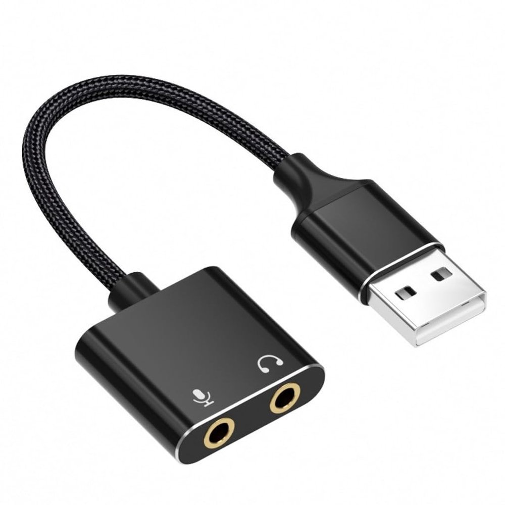 APGLSXY Portable USB External Sound Card Adapter with Integrated Headset & Mic Holes
