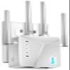 2026 WiFi Extender Signal Booster for Home - 5X Faster Internet Booster with Ethernet Port, Covers 12,000+ Sq.Ft House & Yard | Long Range Wireless Repeater Amplifier, 4 High-Gain Antennas view 1