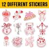 12 Pcs Pink Valentine Aesthetic Stickers Cute Sweet Romantic Designs Gifts for Teens Girls Wife Husband Boyfriend Girlfriend for Laptop Water Bottle Tumbler Notebook Journal Scrapbook Phone 4 Inches view 2