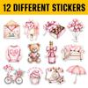 12 Pcs Sweet Valentine Pink Aesthetic Stickers Romantic Love Designs Gifts for Teens Girls Wife Husband Boyfriend Girlfriend for Laptop Water Bottle Tumbler Notebook Journal Scrapbook Phone 6 Inches view 2