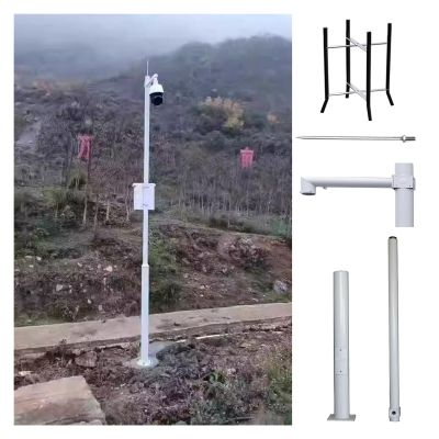 6.6 8.2 9.8 11.5 13.1 14.8 16.4 19.7 FT Segmented Surveillance Stand with Lightning Rod, 2 3 Sections Security Camera Pole, Security Camera Pole(White-A,H-9 4/5 ft (3.0 m)-3 Sections)