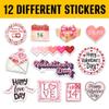 12 Pcs Valentine Love Theme Stickers Cute Heart Graphics Gifts for Kids Teens Students Teachers Classmates for Laptop Bottle Tumbler Notebook Scrapbook Phone Case Decoration 6 Inches view 2