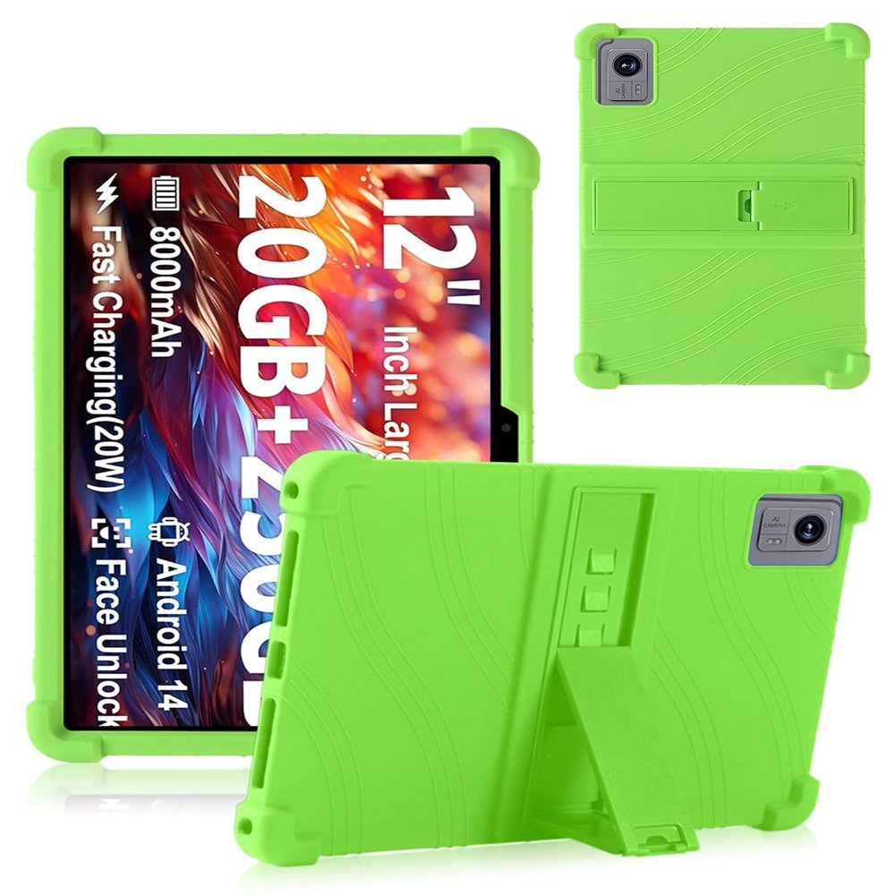 Case Compatible with Henadigi M17QF27A 11.97 Inch Tablet Shockproof Silicone Protective Case with Kickstand Anti-Slip, Drop-Resistant Business Style (Green)