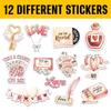 12 Pcs Retro Valentine Love Stickers Cute Pastel Romantic Designs Gifts for Teens Girls Wife Husband Boyfriend Girlfriend for Laptop Water Bottle Tumbler Notebook Journal Scrapbook Phone 2 Inches view 2