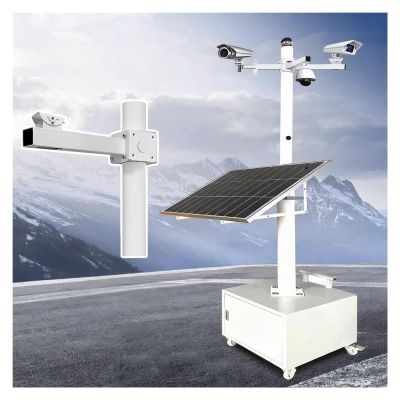 90.6in Super Tall Surveillance Pole with 4 Universal Wheels & 1 Lockable Storage Box, Mobile Security Camera Pole, Weatherproof CCTV Pole for Street(White-B)