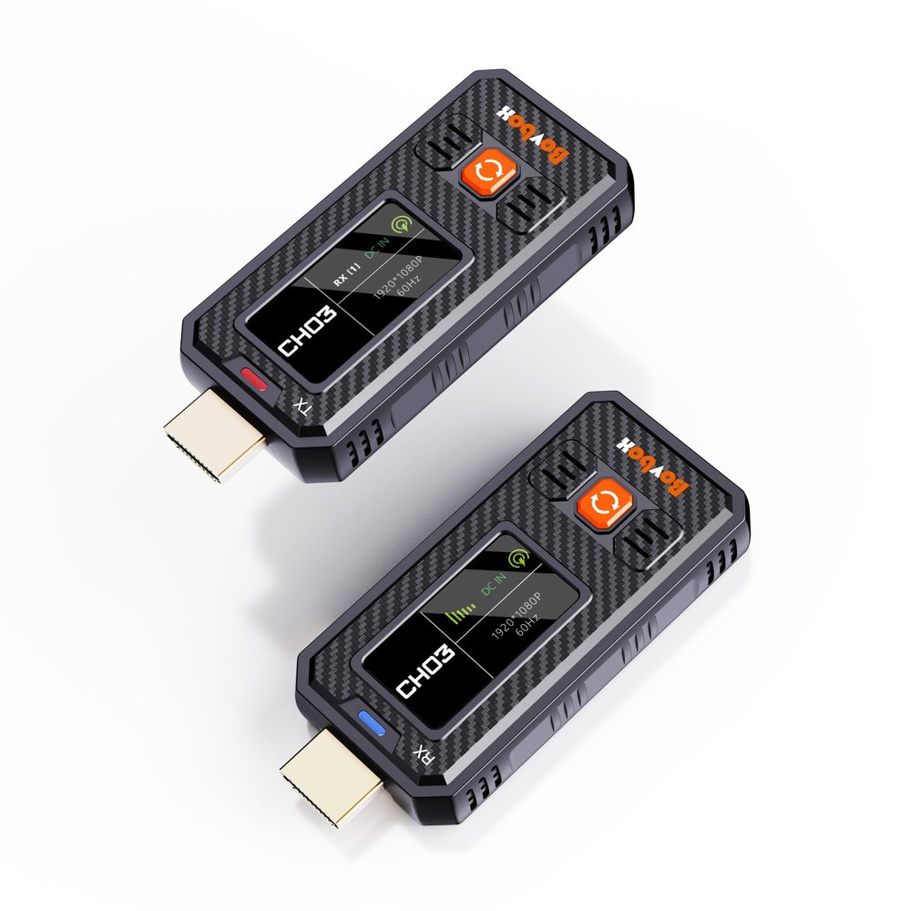 2026 Upgraded Wireless HDMI Transmitter and Receiver 1050FT/350M, 20 Channels, LCD Display, 1080P Wireless HDMI Extender for PC, DSLR, TV Box, Live Streaming, Church, Speech, Creator Team
