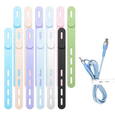 Silicone Cable Straps Cord Organizer, Elastic Charger Cable Strap for Bundling Earphone, Phone Charger, Computer Cords, Reusable Data Cable Organizer Ties in Home,Office,Kitchen,School (12Pcs)