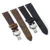 HuanJ Stitching Cowhide Strap 18mm 20mm 22mm 24mm Vintage Leather Watch Band Butterfly Buckle(1-Black-S,18mm) view 2