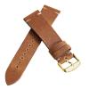 HuanJ Stitching Cowhide Strap 18mm 20mm 22mm 24mm Vintage Leather Watch Band Butterfly Buckle(1-Light Brown-G,18mm) view 1