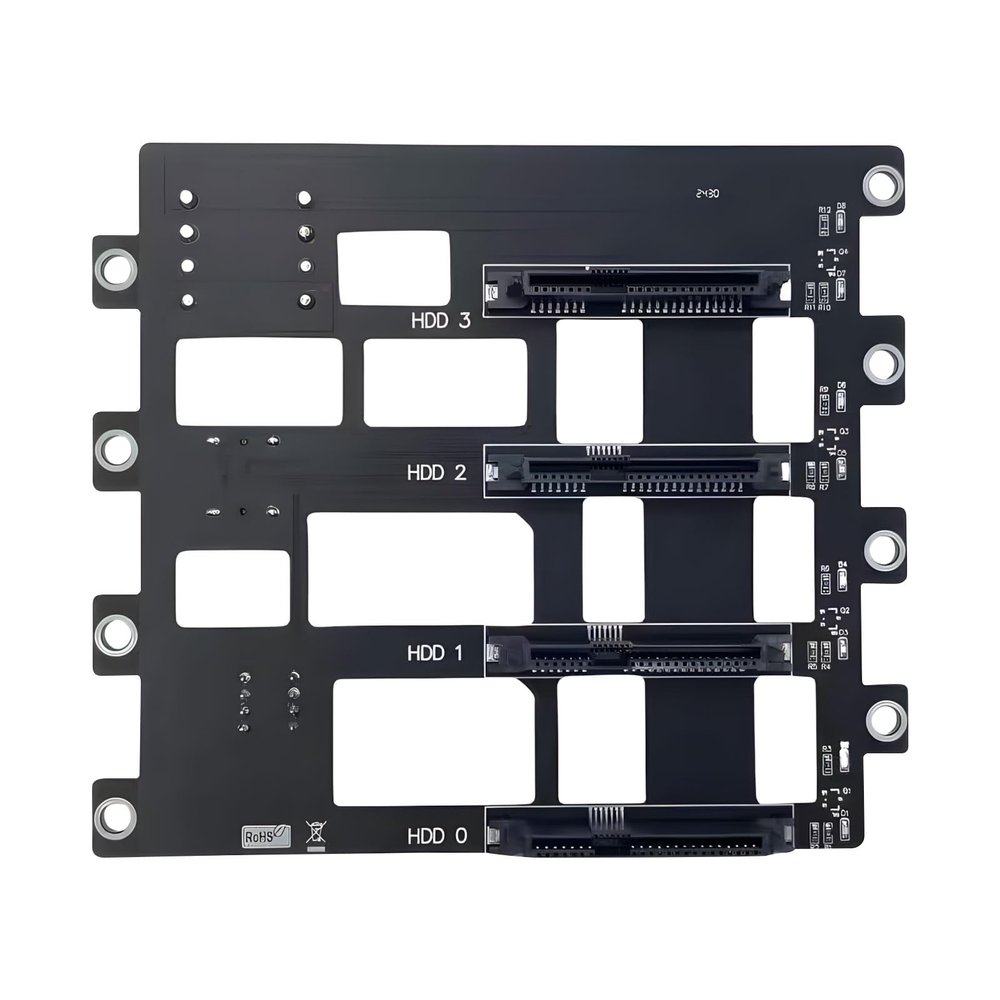 KEXIAO SFF8643 to 4 Slot Hard Drive Backplane with Full Tantalum Capacitors and Large Hollow Heat Dissipation for Stable Power