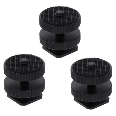 LABRIMP 3Pcs DSLR Camera Hot Shoe Mount Adapter 1/4 Inch Metal Double-Layer Screw for Strobe LED Light Stand Tripod Accessories Kit