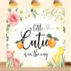 17X10ft Fabric Little Cutie Baby Shower Backdrop Vibrant Citrus Orange A Little Cutie is On The Way Background for Tangerine Theme Party Decorations Photo Studio Props view 1