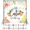17X10ft Fabric Little Cutie Baby Shower Backdrop Vibrant Citrus Orange A Little Cutie is On The Way Background for Tangerine Theme Party Decorations Photo Studio Props view 2