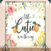 17X10ft Fabric Little Cutie Baby Shower Backdrop Vibrant Citrus Orange A Little Cutie is On The Way Background for Tangerine Theme Party Decorations Photo Studio Props view 3