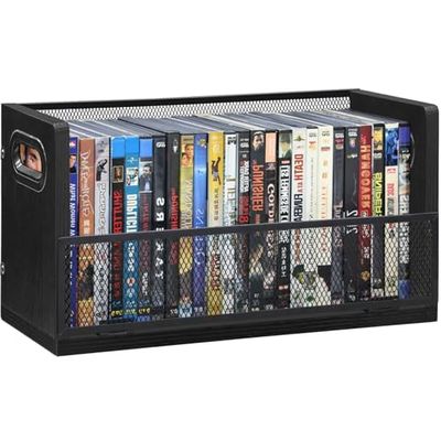 Salajory CD Storage Rack - CD Storage Case Holds 38 Full Case CDs, 76 Slim Case CDs, Desktop or Closet CD Stand, CD Display for Blu-Ray | Video Game Cases | Papers | Cards, Black
