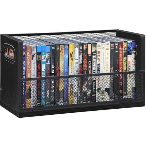 Salajory CD Storage Rack - CD Storage Case Holds 38 Full Case CDs, 76 Slim Case CDs, Desktop or Closet CD Stand, CD Display for Blu-Ray | Video Game Cases | Papers | Cards, Black