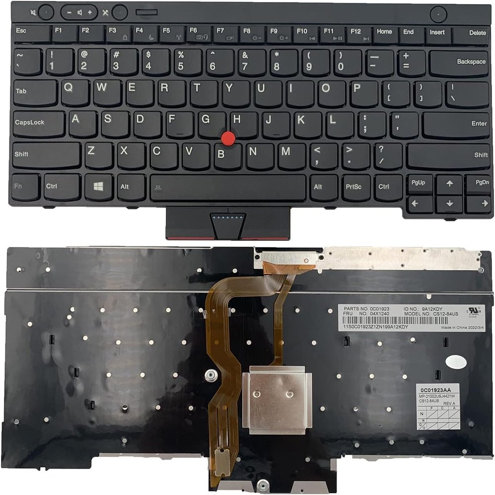 100% New Replacement Laptop Keyboard T430 T430S X230 T530 W530 for Lenovo IBM ThinkPad T430 T430S T430I X230T X230I T530 W530 (Not Compatible with T430U X230S) with Pointer (No Backlight), Black