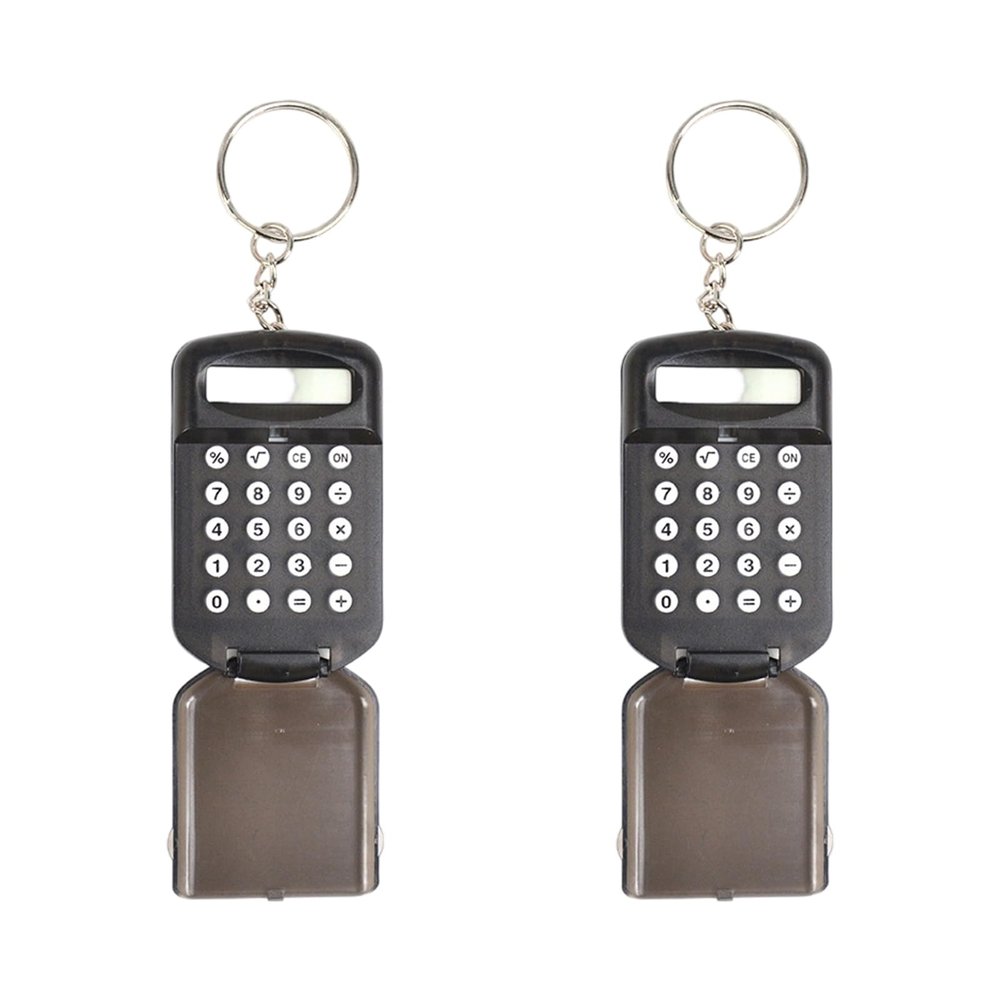 KEXIAO Portable 8 Digit with Cover Calculator Keyring Keychain Attachment for School Office and Travel