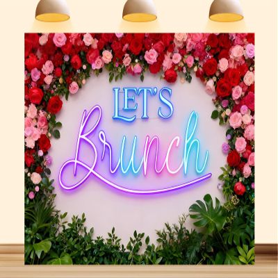 10X5ft Fabric Let's Brunch Backdrop Confetti Gold Celebration Wedding Bridal Shower Engagement Party Decorations Background Floral Greenery Photography Photo Booth Props