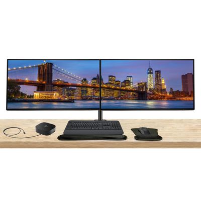 HP Series 7 Pro 24-inch 724pu WUXGA (1920 x 1200) LCD Monitor, 2-Pack Bundled with Daisy Chain, Desk Mount Stand, USB-C Multiport G5 Dock, MK650 Wireless Keyboard & Mouse, Gel Mouse & Wrist Pad