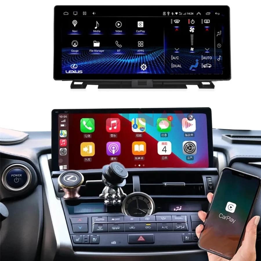 10.25 inch Android 14 GPS Navigation 8 core 8G+128G Carplay Android AUTO for Lexus NX NX200 NX200T NX300h 2014 to 2018 Car Multimedia Bluetooth GPS. (for 2017-2018 with Touch pad Control)