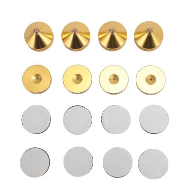 4 Set Speaker Isolation Feet, Aluminum Alloy Speaker Vibration Absorber Spike, Shockproof Stand Feet with Anti - Slip Mat for CD DVD Player Amplifier, High Density Damping Isolatio (Gold)