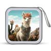 FekiLoot Mexican Llama Cactus CD Case 40 Capacity DVD Case Holders Hard Plastic Disc Wallet Storage Binder Portable Zipper CD Collection Bag Large Disc Organizer Car Home Travel view 1