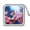 FekiLoot Pink Flowers Butterflies CD Case 40 Capacity DVD Case Holders Hard Plastic Disc Wallet Storage Binder Portable Zipper CD Collection Bag Large Disc Organizer Car Home Travel view 1