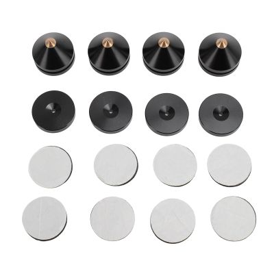 4 Set Speaker Isolation Feet, Aluminum Alloy Speaker Vibration Absorber Spike, Shockproof Stand Feet with Anti - Slip Mat for CD DVD Player Amplifier, High Density Damping Isolatio (Black)