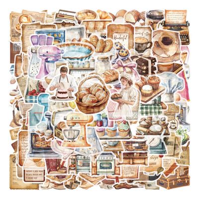 100pcs Cute Kitchen Baking Stickers Realistic Bakery Transparent Recipe Waterproof Food Stickers Pack for DIY Scrapbook Water Bottles,Laptop,Funny Bakery Themed Party Decorations