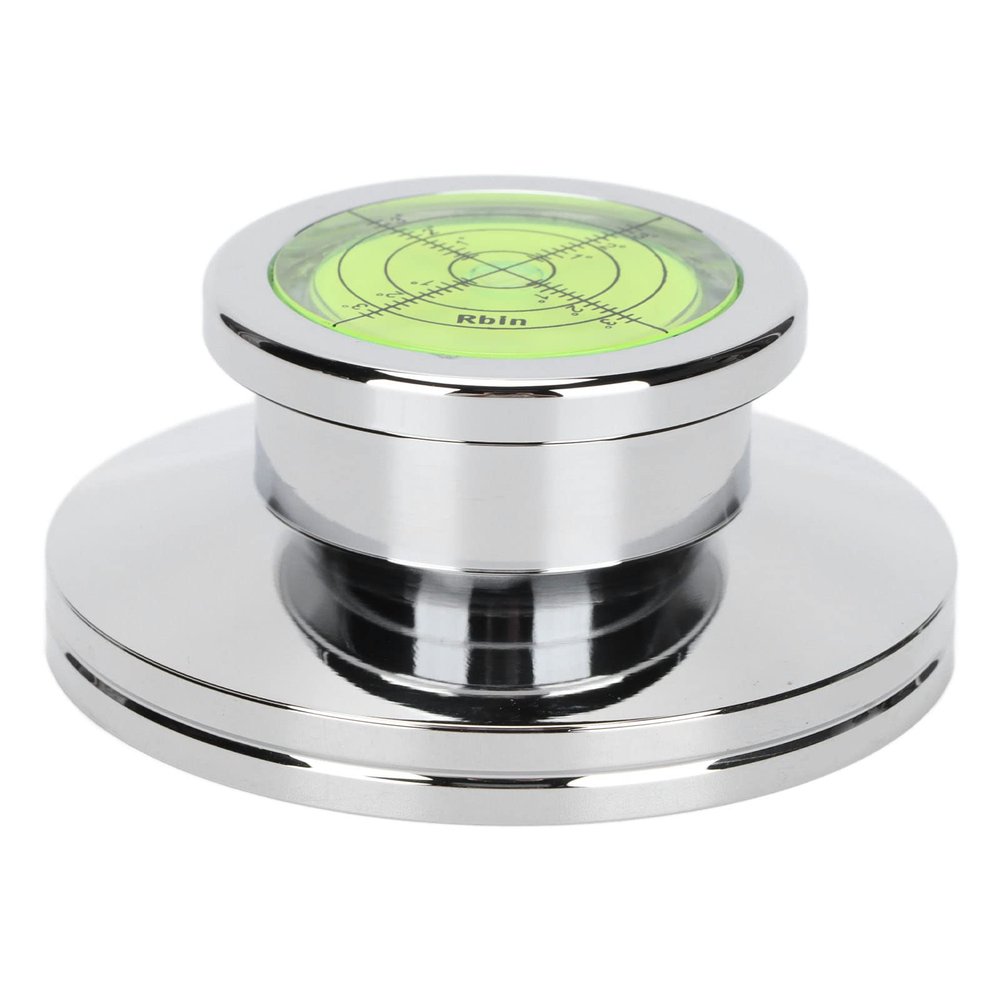 Turntable Stabilizer Aluminum Alloy LP Record Weight, Record Player Clamp for Vibration Balanced, Ideal for Audiophiles and DJs, with Bubble Level for Perfect Alignment (Silver)