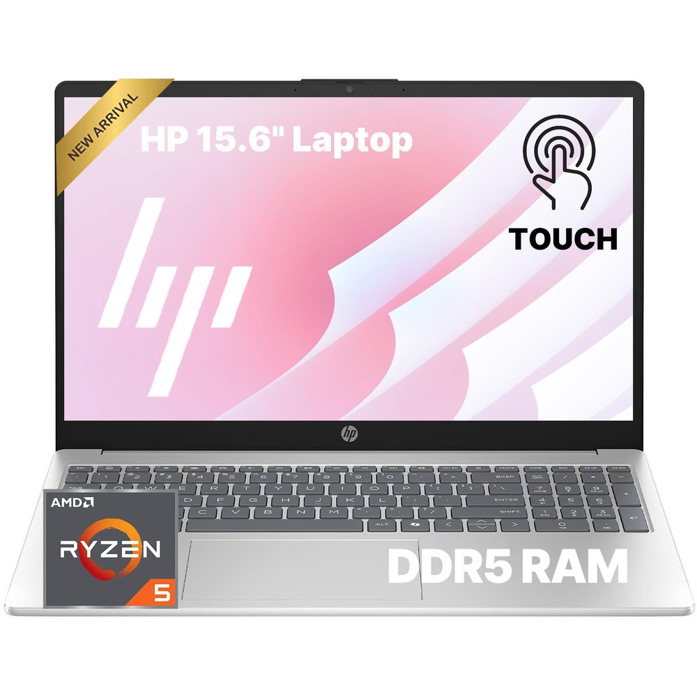 HP 15.6" FHD Touchscreen Business Laptop 2026 Edition AMD Ryzen 5 7520U 8GB LPDDR5 256GB PCIe SSD Copilot AI Wi-Fi 6 Numeric Keypad Windows 11 w/o Mouse