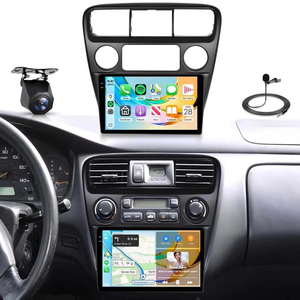 Android 15/4+64G Car Radio for Car Radio forfor Honda Accord 6th 1998-2003 with Wireless CarPlay/Android Auto,9 inch IPS Touch Screen car Stereo with WiFi BT GPS AHD Backup Camera