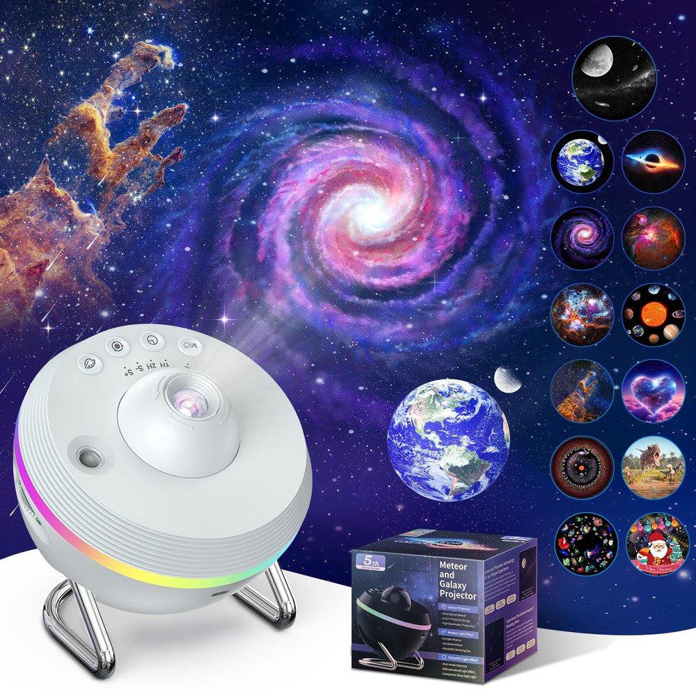 Galaxy Star Projector, 13 in 1 Planetarium Projector Space Ceiling Nebula Starry Sky Night Light with Light Strip, Dynamic Meteor Effect. Home Theater Living Room Decor for Kid Adult Gift