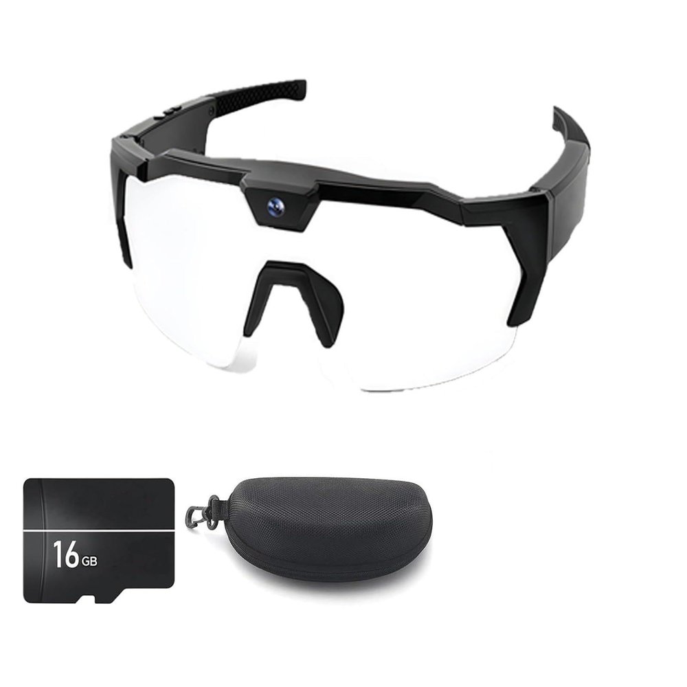 AHIJLNPRT 4K HD Baseball Glasses with Camera, Smart Glasses with Cameras, Male and Female Extreme Sports Intelligent Video Recording Glasses(Camera with 16GB,Clear Lenses)