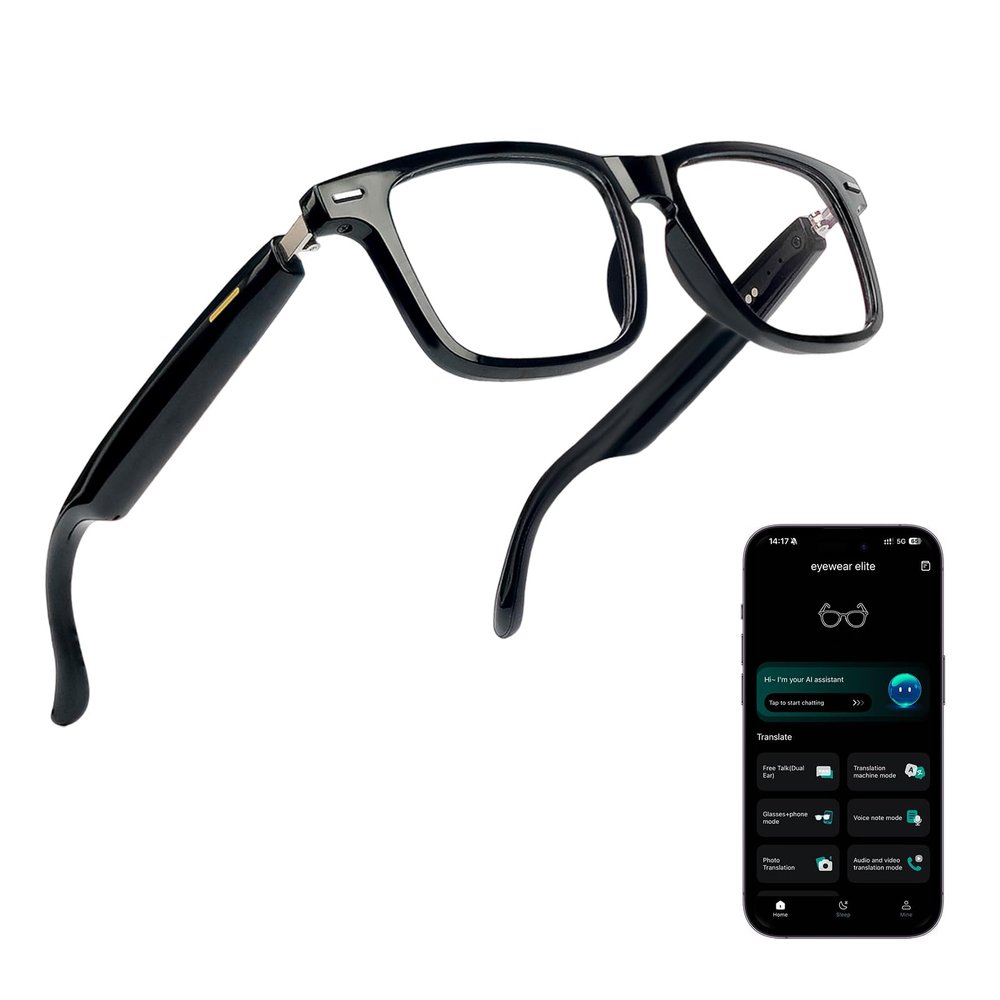 OICIIDO AI Smart Glasses for Men & Women  Bluetooth Glasses w/ 164 Languages Translation, Photochromic Lenses, Music & Hands-Free Calls, UV & Blue Light Protection for Sports Travel Driving Business