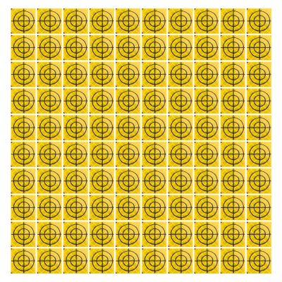 100-Piece Multiple Size Reflective Target Set, Yellow Acrylic Sheets with Crosshair Markings for Total Station, 30mm 40mm 50mm 60mm, for Surveying and Construction(20x20mm)