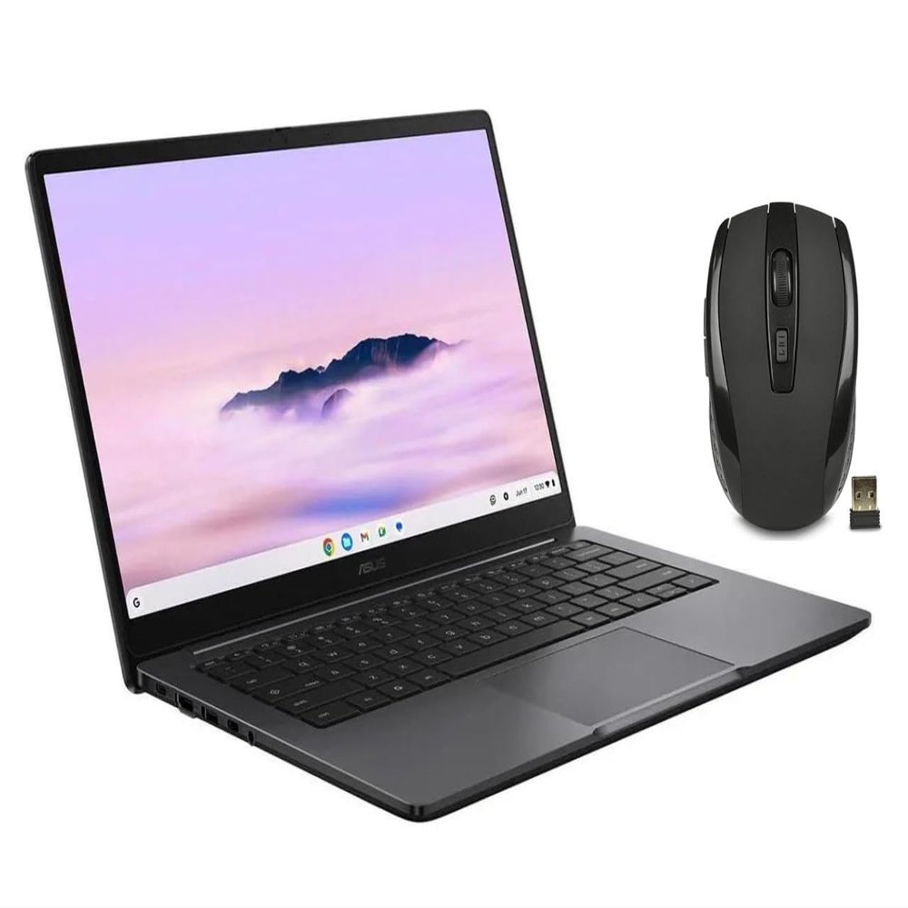 ASUS Chromebook Plus CX 14" FHD Touchscreen Laptop with Google AI|Intel Core 3 N355 Processor|Intel UHD Graphics|Gray| 8GB RAM DDR5 | 256GB SSD | Chrome OS | Bundle with Wireless Mouse